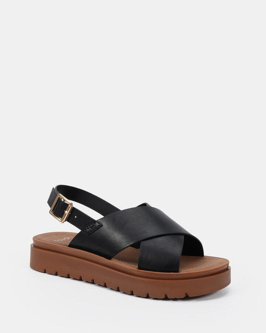 Image of Flats. Productname: Tune: Black - Women's Strappy - Flat in Black colour by brand - Novo