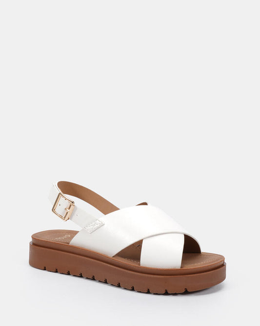 Image of Flats. Productname: Tune: White - Women's Strappy - Flat in Multi colour by brand - Novo