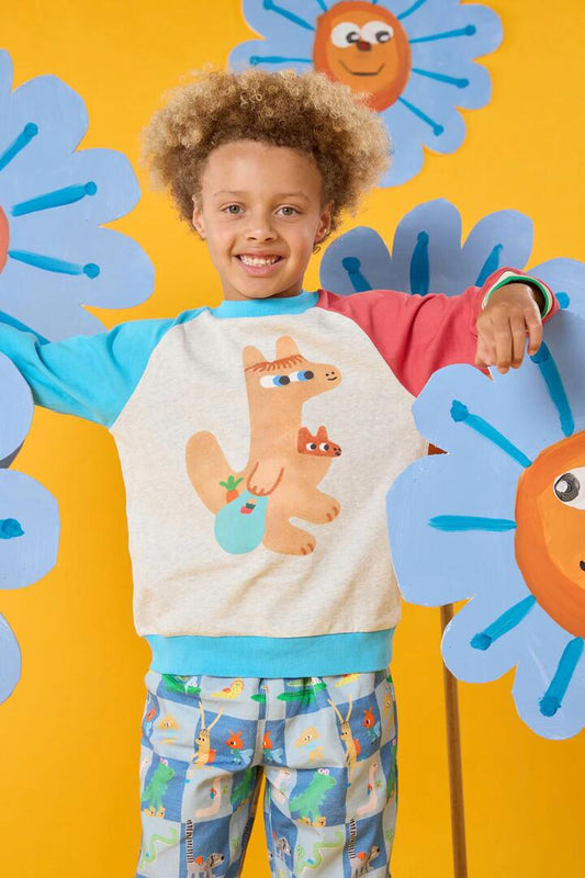 Image of a model wearing Outerwear. Productname: Kanga Mate Kids Sweater in Multi colour by brand - Gorman