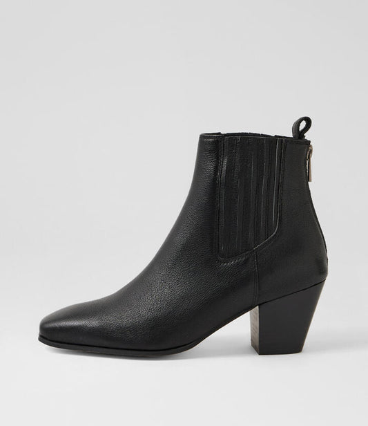 Image of Boots. Productname: Radek Black Leather Chelsea Boots in Black-Black Heel colour by brand - MIDAS