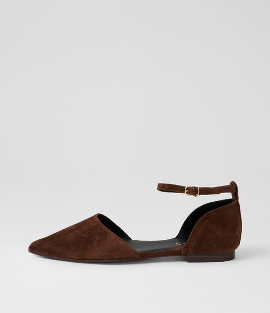 Image of Shoes. Productname: Aloma Tiramisu Suede Flat Shoes in Tiramisu colour by brand - MIDAS