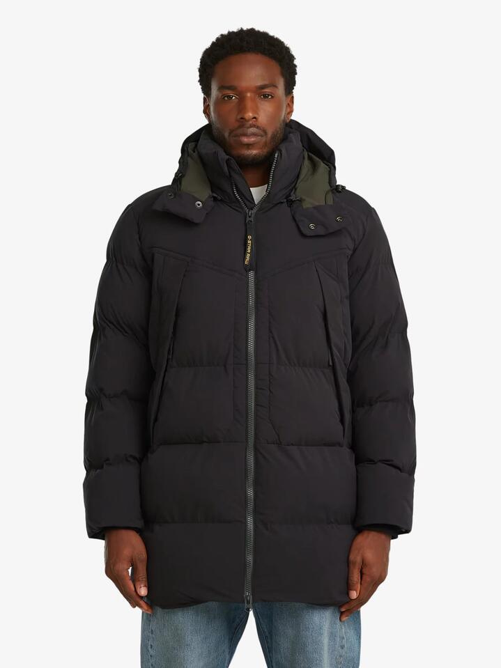 Image of a model wearing Outerwear. Productname: G-Star G-Whistler Padded Hooded Parka 2.0 in Dk Black colour by brand - G-Star
