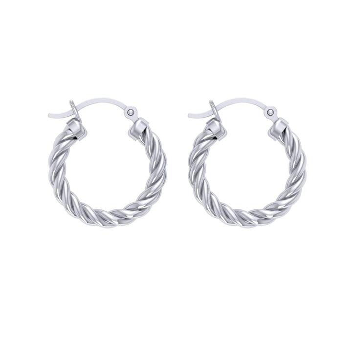 Image of Earrings. Productname: Twist Hoop Earrings in Sterling Silver in colour by brand - Bevilles