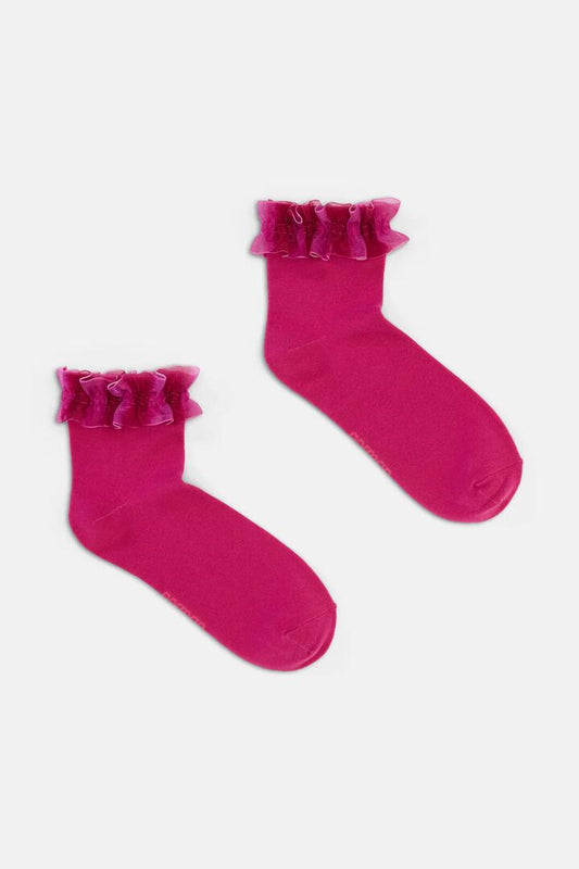 Image of Socks. Productname: Ikat Stripe Ruffle Sock in Multi colour by brand - Gorman