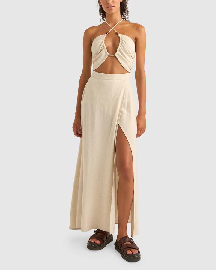 Image of Dresses. Productname: Rhythm Womens Santana Cut Out Maxi Dress Oat - in Oat colour by brand - Rhythm