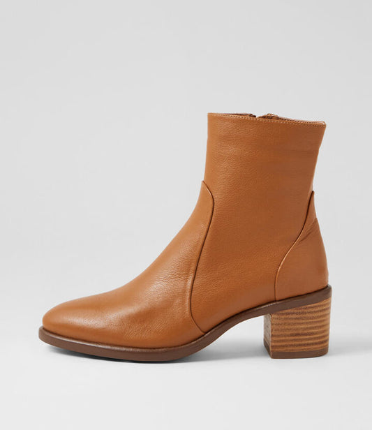 Image of Boots. Productname: Elate Deep Tan Leather Ankle Boots in Deep Tan colour by brand - MIDAS