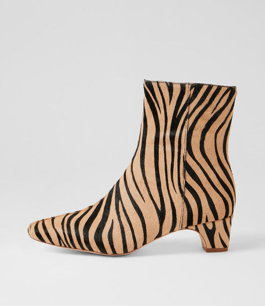 Image of Boots. Productname: Gravitas Nude Zebra Pony Ankle Boots in Nude Zebra colour by brand - MIDAS