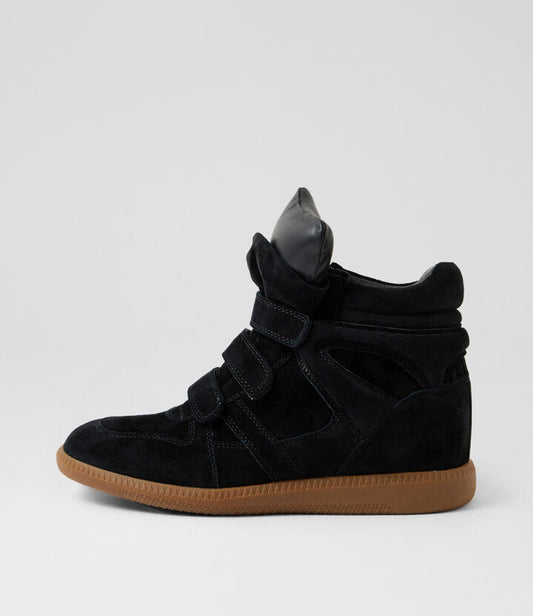 Image of Sneakers. Productname: Terra Black Suede Leather Sneakers in Black colour by brand - MIDAS
