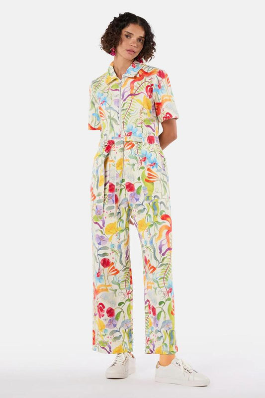 Image of a model wearing Pants. Productname: Leafy Lessons Boiler Suit in Print colour by brand - Gorman