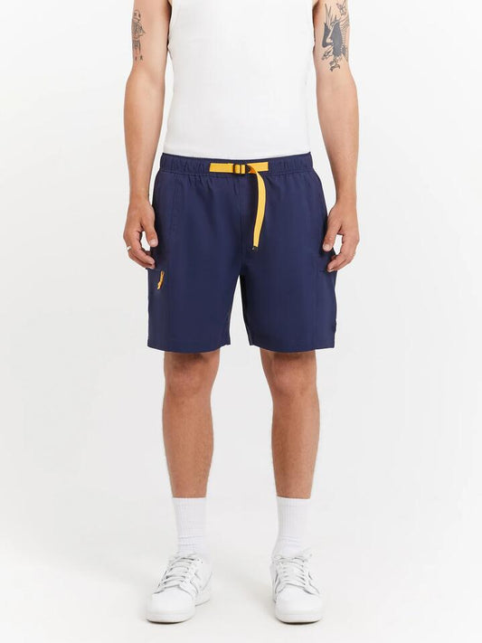 Image of a model wearing Shorts. Productname: The North Face Class V Belted Shorts in Summit Navy colour by brand - The North Face