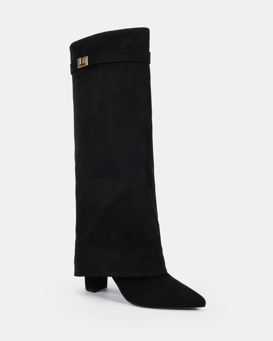 Image of Boots. Productname: Osher: Black Suede - Women's Boot High Heel in Black colour by brand - Novo