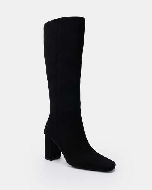 Image of Boots. Productname: Kaiser: Black Suede - Women's Boot Low-mid Heel in Black colour by brand - Novo