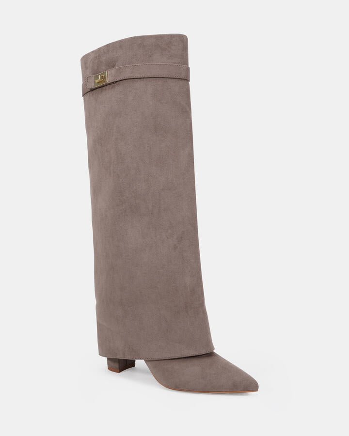 Image of Boots. Product name - Osher Dove Suede Vegan Boots in Dove Suede colour by brand - Novo