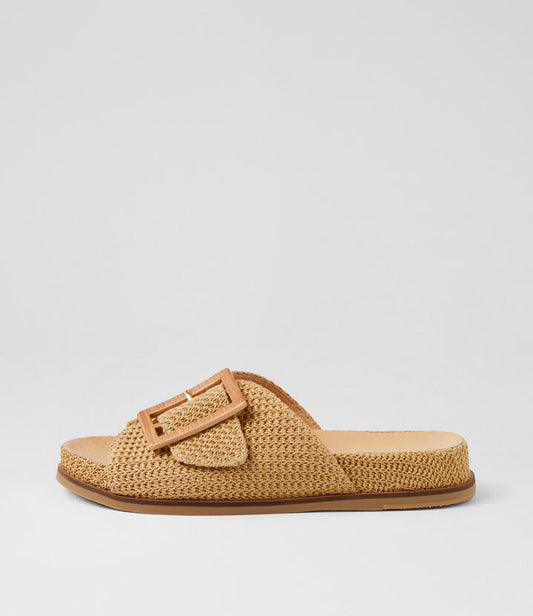 Image of Slippers. Productname: Ibeefa Natural Syn Raffia Slides in Natural colour by brand - MIDAS