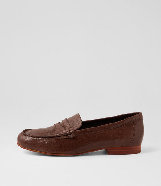 Image of Flats. Productname: Ticketyboo Choc Polish Leather Loafers in Choc Polish colour by brand - MIDAS
