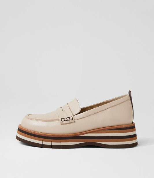 Image of Flats. Productname: Glambot Milk Choc Leather Loafers in Milk-Choc colour by brand - MIDAS