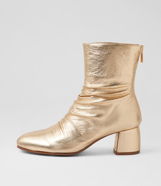 Image of Boots. Productname: Flash Pale Gold Leather Ankle Boots in Pale Gold colour by brand - MIDAS