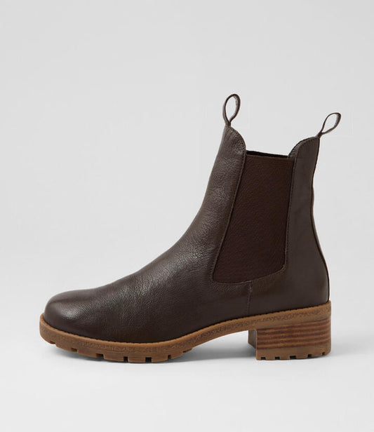 Image of Boots. Productname: Macinaw Choc Leather Chelsea Boots in Choc colour by brand - MIDAS