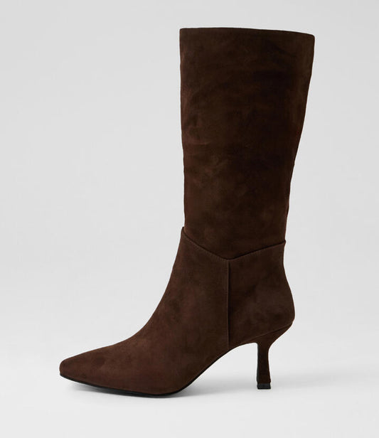 Image of Boots. Productname: Aleesh Espresso Suede Calf Boots in Espresso colour by brand - MOLLINI