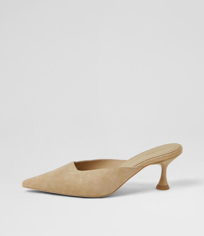 Image of Heels. Productname: Ferr Camel Suede Pump Heels in Camel colour by brand - MOLLINI