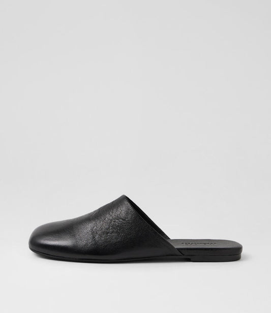 Image of Sandals. Productname: Philoa Black Leather Mules in Black colour by brand - MOLLINI