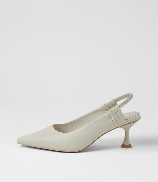 Image of Heels. Productname: Fikel Cream Leather Pump Heels in Cream colour by brand - MOLLINI