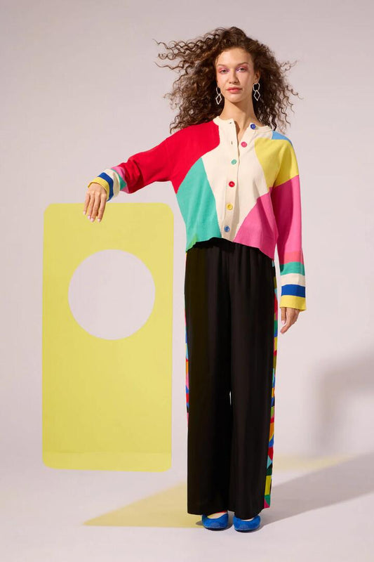 Image of a model wearing Outerwear. Productname: Abstract Symphony Cardigan in Multi colour by brand - Gorman