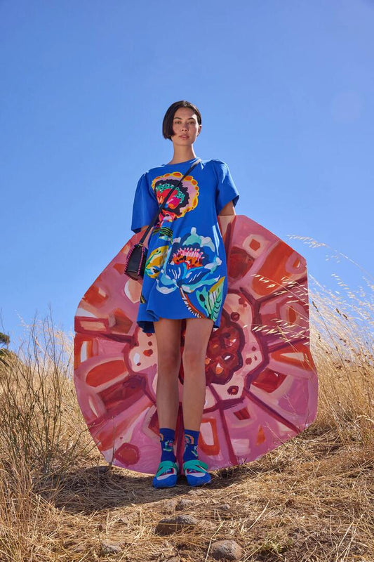 Image of Dresses. Productname: Floral Symphony Tee Dress in Blue colour by brand - Gorman