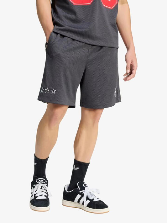 Image of a model wearing Shorts. Productname: Adidas Originals Santiago Shorts in Utility Black colour by brand - Adidas