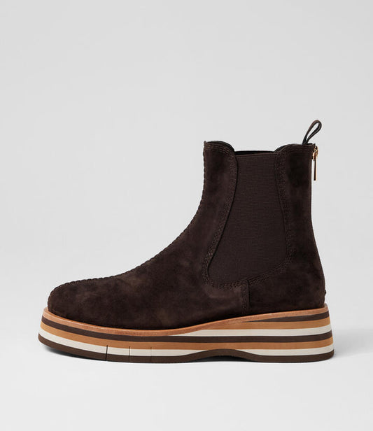 Image of Boots. Productname: Guido Choc Tan Multi Suede Chelsea Boots in Choc-Choc&Tan Multi colour by brand - MIDAS