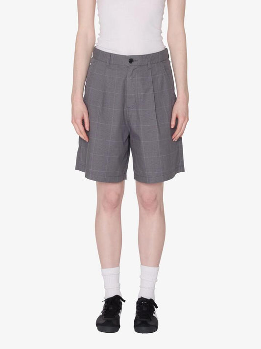 Image of a model wearing Shorts. Productname: Obey Olivia Plaid Shorts in Grey Plaid colour by brand - Obey