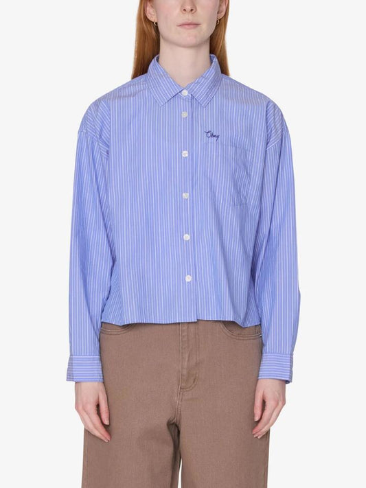 Image of Shirts. Productname: Obey Leisure Stripe Shirt in Blue Multi colour by brand - Obey