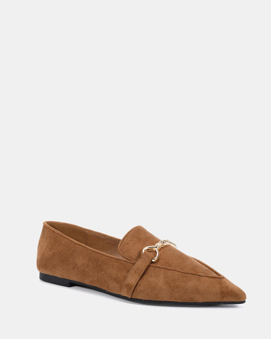 Image of Flats. Productname: Cleve: Caramel Suede - Women's Casual Flat Closed in Caramel Suede colour by brand - Novo