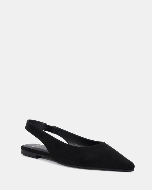 Image of Flats. Productname: Chip: Black Suede - Women's Casual Flat Closed in Black colour by brand - Novo