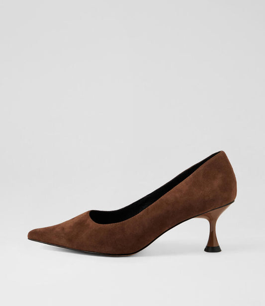 Image of Heels. Productname: Fidule Tiramisu Suede Pump Heels in Tiramisu colour by brand - MOLLINI