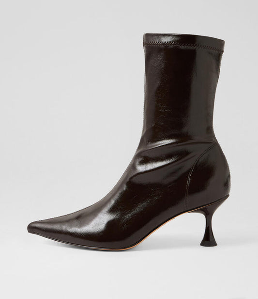 Image of Heels. Productname: Faeree Choc Crinkle Heels in Choc Crinkle colour by brand - MOLLINI