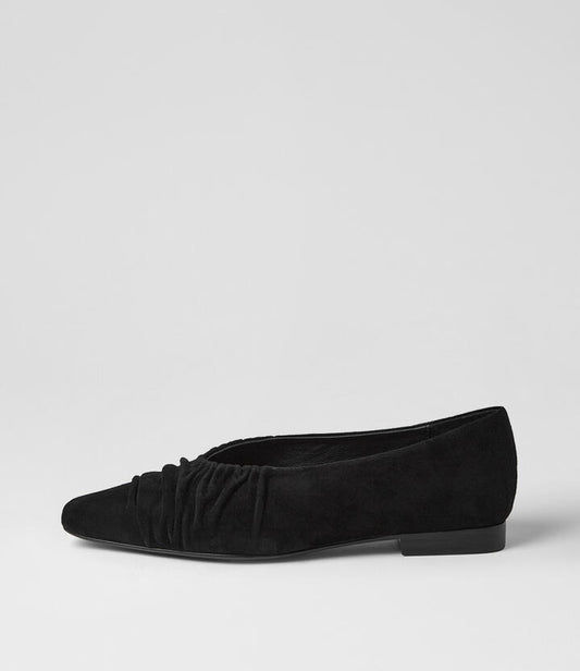 Image of Shoes. Productname: Otage Black Leather Flat Shoes in Black colour by brand - MOLLINI