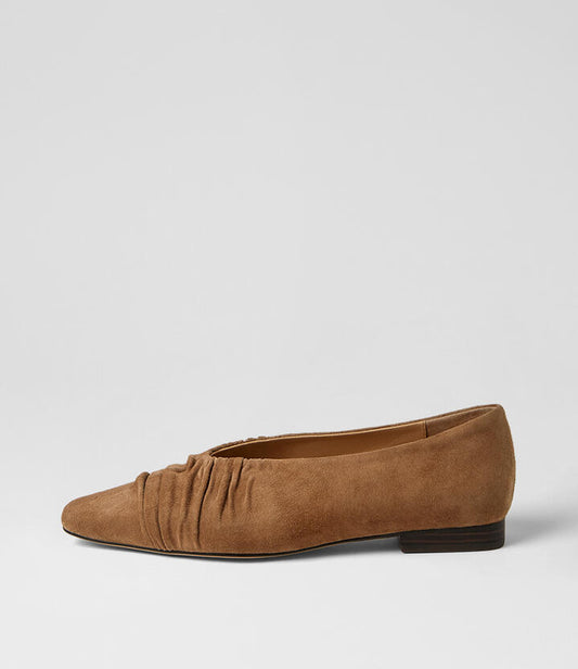 Image of Shoes. Productname: Otage Coffee Suede Flat Shoes in Coffee colour by brand - MOLLINI