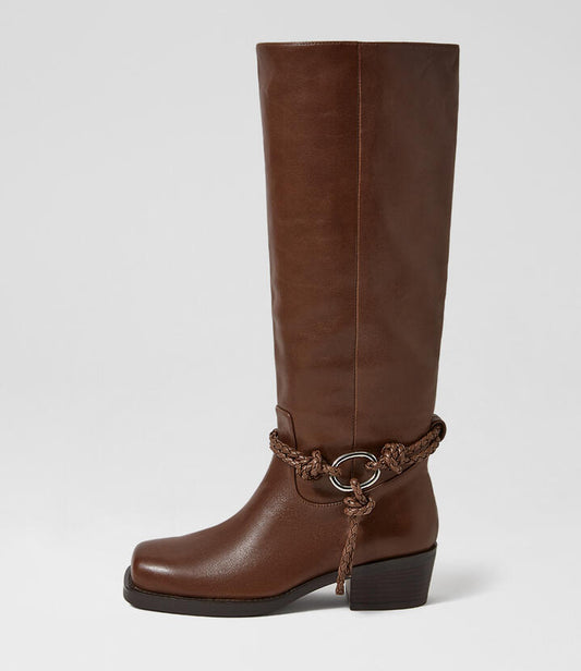 Image of Boots. Productname: Hevanli Deep Brown Leather Ankle Boots in Deep Brown colour by brand - MOLLINI