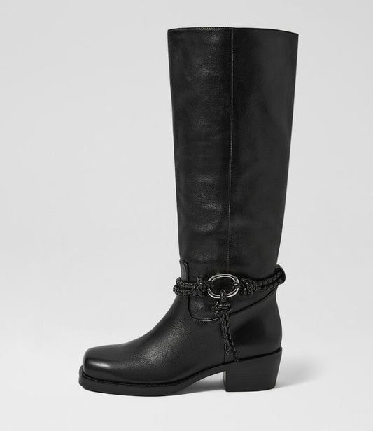 Image of Boots. Productname: Hevanli Black Leather Ankle Boots in Black colour by brand - MOLLINI