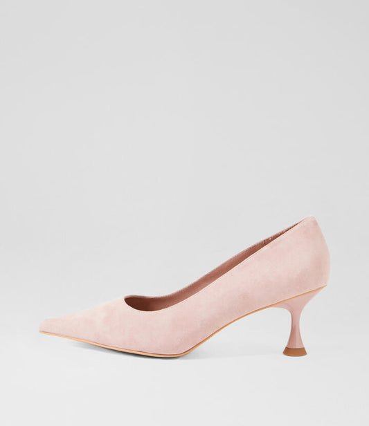 Image of Heels. Productname: Fidule Pale Pink Suede Pump Heels in Pale Pink colour by brand - MOLLINI