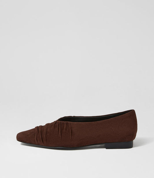 Image of Shoes. Productname: Otage Deep Choc Suede Flat Shoes in Deep Choc colour by brand - MOLLINI