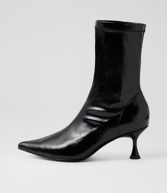 Image of Heels. Productname: Faeree Black Crinkle Heels in Black Crinkle colour by brand - MOLLINI