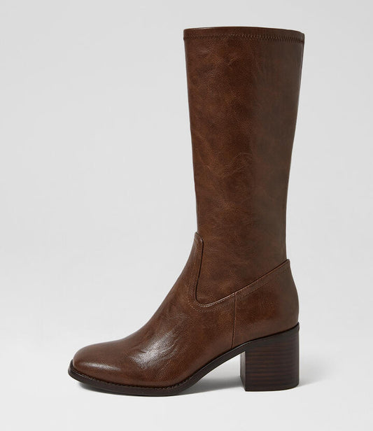 Image of Boots. Productname: Soldia Vintage Brown Knee High Boots in Vintage Brown colour by brand - MOLLINI