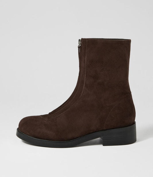 Image of Boots. Productname: Cures Dark Choc Ankle Boots in Dk Choc colour by brand - MOLLINI