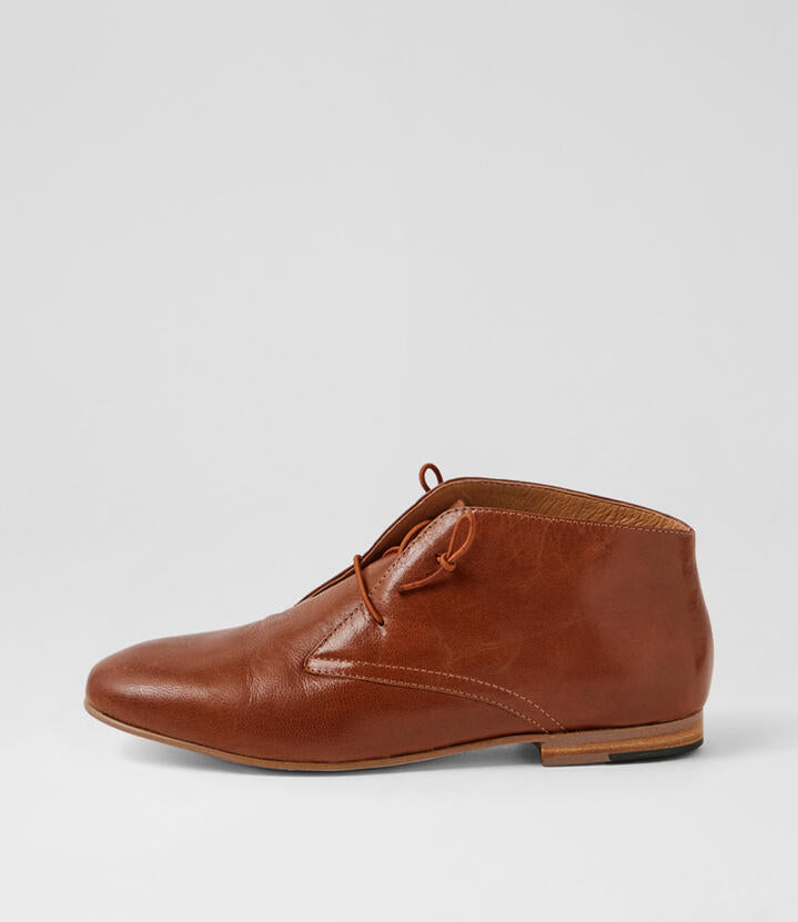 Image of Boots. Productname: Infra Cognac Polish Leather Lace Up Boots in Cognac Polish colour by brand - MIDAS