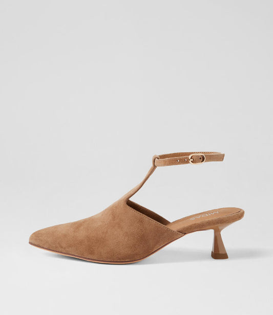 Image of Heels. Productname: Vachier Light Choc Suede Heels in Lt Choc colour by brand - MIDAS