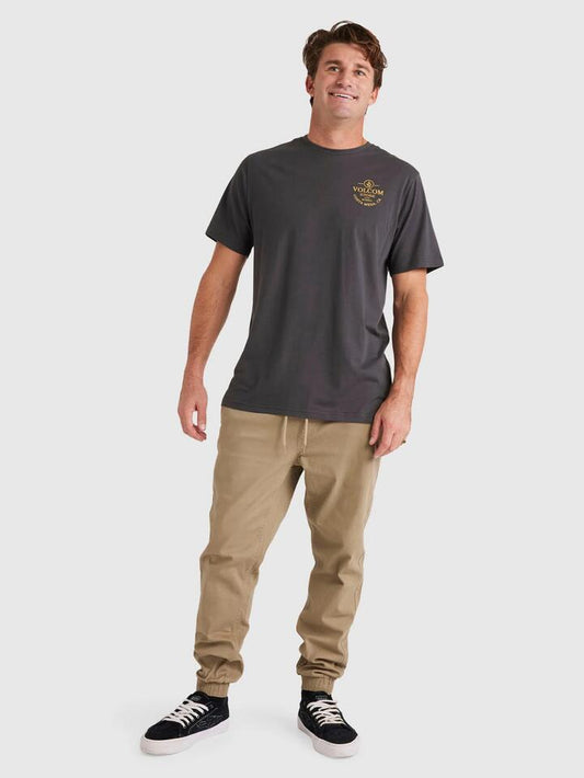 Image of Accessories. Productname: volcom Mens Road Trip Elastic Waist Sweatpants Khaki - in Khaki colour by brand - Volcom