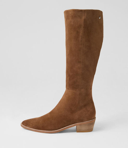 Image of Boots. Productname: Demio Nutmeg Suede Knee High Boots in Nutmeg colour by brand - MIDAS