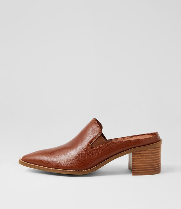 Image of Heels. Productname: Foxee Cognac Natural Leather Heels in Cognac-Natural Heel colour by brand - MIDAS